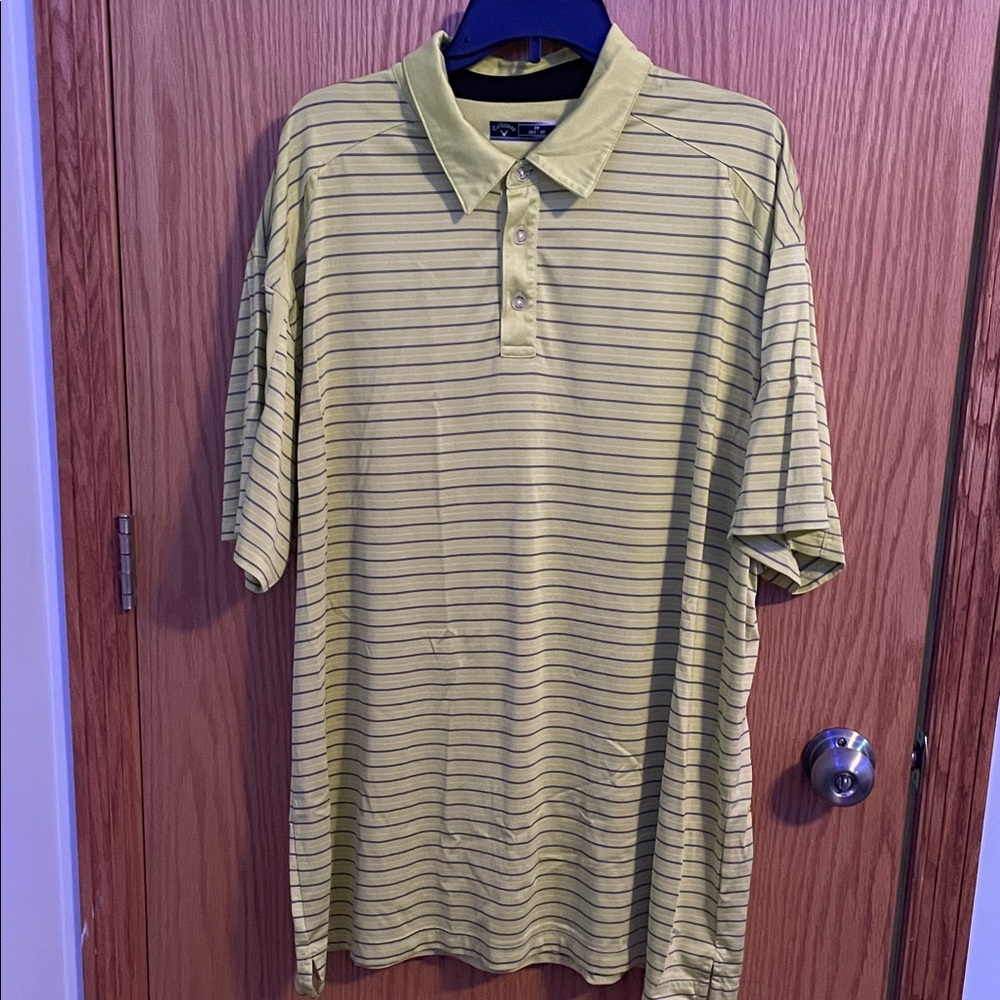Callaway Yellow Striped Polo Shirt